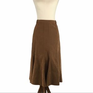 Women’s 16 faux suede for and flare midi skirt